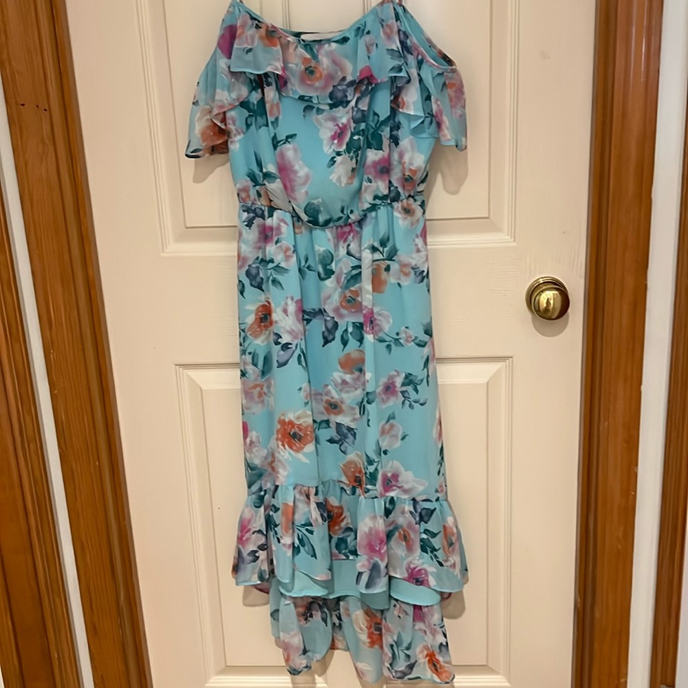 Charles Henry midi from high/low flowered dress